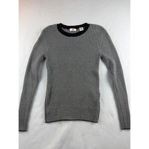 Levi's Womens‎ Black White Textured Stripe Long Sleeve Crew Neck Sweater Size M